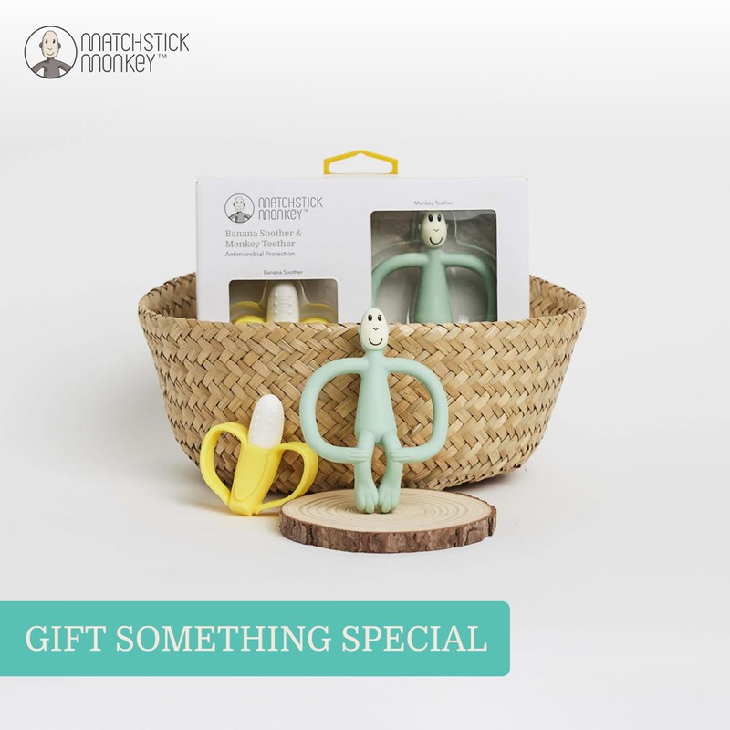 Matchstick Monkey, Antimicrobial Teething Gift Set - 1 Banana Shaped