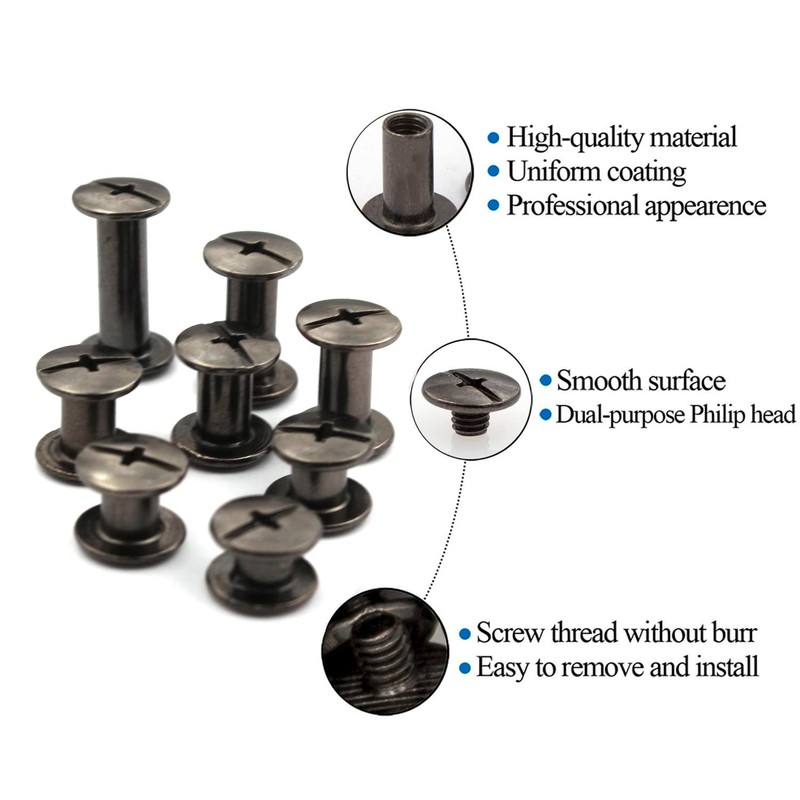 Alloypro 120Pcs Black Chicago Screws Assorted Kit 8Size Gun Metal