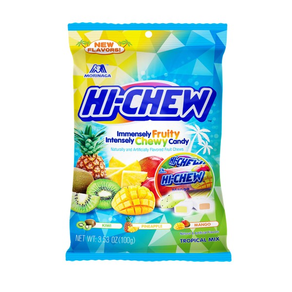 Hi-Chew Sensationally Chewy Japanese Fruit Candy, Tropical Mix, 3.53 Ounce ,Pack of 6