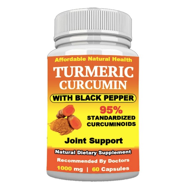 Turmeric Curcumin with Black Pepper, 95% Curcuminoids, High Strength, 1000