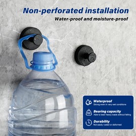 CHIKESI Stainless Steel Vacuum Sucker Hook, Non-Perforated Installation, Set of 2 (Black -4 Pieces)