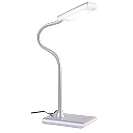 Lunartec Desk Lamp: LED Desk Lamp with Gooseneck, 5 Watt, Silver (Office Lamp, Reading Lamp, Bed)