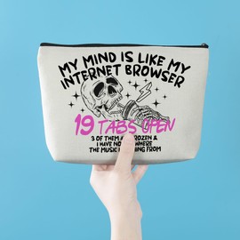 AOZHUO Funny Skeleton Makeup Bag Sarcastic Skull Adult Humor Cosmetic Bag Novelty Gifts Funny Gifts for Women Coffee Lovers Best Friends Coworkers Sisters Christmas Birthday Gifts Travel Toiletry Bag