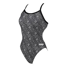 ARENA Kikko Womens Chlorine Resistant Athletic One Piece Swimsuit, Bathing Suit for Lap Swimming, Swim Competition & Water Sports-Black-Multi Black