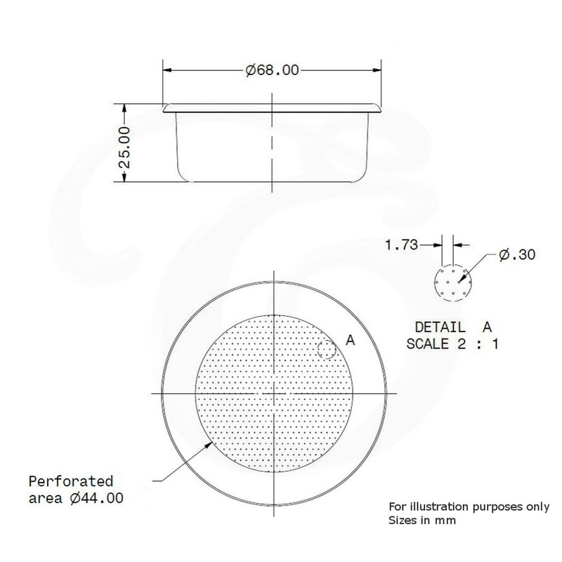 Replacement Portafilter Basket for BEZZERA STREGA Espresso Machines, 14g Double