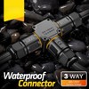 T-Shape 3-Way IP68 Waterproof Junction Box, Screwless Lever Quick-Release Cable
