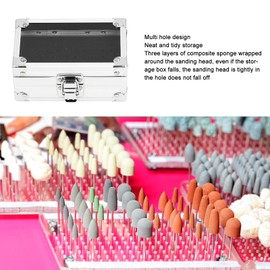 Pomya Nail Drill Bit Holder Storage Box, Multi Hole Nail Drill Bits Stand Displayer with Transparent Cover, Nail Bits Organizers Container (Silver)