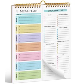 Weekly Meal Planner Notebook - 8.5x11", 50 Sheets, Magnetic, Wall-Mountable Grocery List & Menu Planner