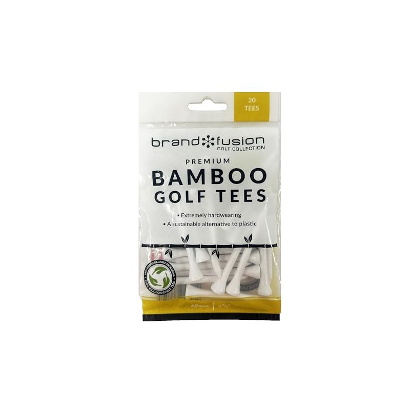 Golfers Club Premium White Bamboo Tees 69mm pack of 20