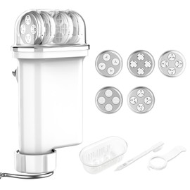 Pasta Attachment for Kitchenaid Stand Mixer, Gourmet Pasta Attachments for Kitchenaid Mixer With 5 Plates for Spaghetti, Bucatini, Fusilli, Macaroni, Pasta Maker Accessory By KassunKoch