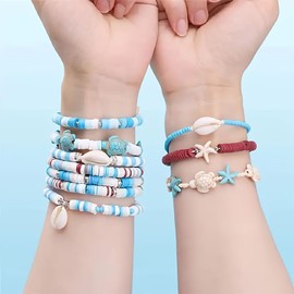 Bikasun Blue Beads Set for Bracelets, Oceans Clay Beads, Heishi Polymer Clay Beads, Turtle Shells Starfish Clay Beads for DIY Gifts, Friendship Bracelets