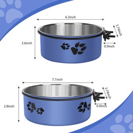 2 Pack Dog Crate Water Bowl No Spill, Kennel Water Bowl Hanging, Stainless Steel Large Dog Bowls Attached to Kennel Cage Crate, Metal Food Water Bowl Coop Cup for Medium Large Sized Dog Pets