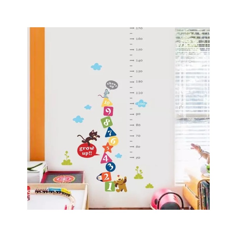 DaraBaby Vinil Decorativo Infantil Regla Medición Números Gato Yperro