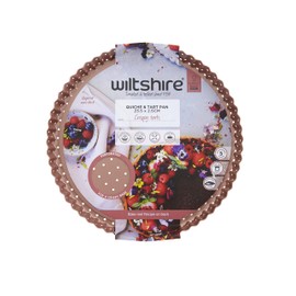 Wiltshire Rose Gold Perforated Quiche and Tart Pan, Round, Non-Stick, Removable Base, Tart Mould, Pastry, Round 23.5 cm
