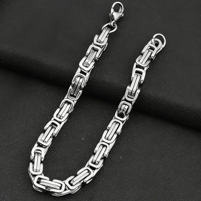 Kim Carrey Stainless Steel Bicycle Chain Bracelet for Men, 8mm