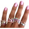 ZARD Pink Enamel Rings with Teardrop Shaped Cubic Zirconia Accents