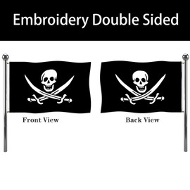 Jayus Embroidery Jolly Roger Flags 3x5 Outdoor Double Sided Heavy Duty Pirate Flag with 2 Grommets（Knife）