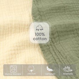FUNUPUP 2 Pack Muslin Nursing Pillow Cover Compatible with Boppy Nursing Pillow, Soft Baby Nursing Covers for Breastfeeding Pillows for Boys Girls, Green&Beige