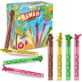 40PCS Hawaiian Bubble Wands, Mini Bubble Wands for Tropical Party Favors, Summer Gift Toys for Girls Boys Kids Toddler Adults, Aloha Party Bag Stuffers Goodie Bag Filler, Classroom Prizes