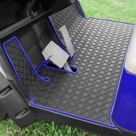 Cartalia Golf Cart Floor Liner Mat 8mm Thick Rubber Full Coverage Fit for 2017-2025 Yamaha Drive2, QuieTech, Adventurer, UMAX Rally 4x4 Non-Slip Mats Replacement - Blue Trim