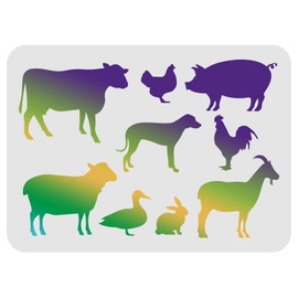 FINGERINSPIRE Farm Animals Stencils Template 29.7x21cm Plastic Chicken Dog Duck Drawing Painting Stencils Cow Pig Sheep Pattern Stencils Reusable Stencils for Painting on Wood, Floor, Wall and Tile