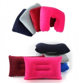 [Rookie] Cotton velvet comfort portable air Neck Pillow Premium Square Neck Pillow (Large) - Blue 50ea