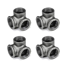 1/2" Side Outlet Elbow, Home TZH Cast Malleable Iron 3 Way Corner Pipe Fitting for Industrial vintage style DIY Project/Furniture/Shelving Decoration (4, 1/2")