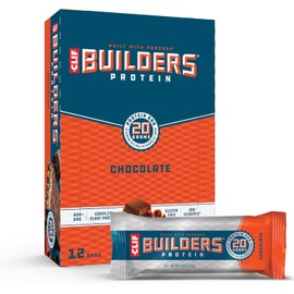CLIF Builders - Chocolate Flavor - Protein Bars - Gluten-Free - Non-GMO - Low Glycemic - 20g Protein - 2.4 oz. (12 Count)