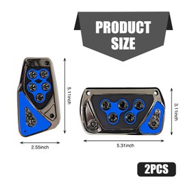 Flygun 2 PCS Car Transmission Brake Pedal Cover, 2.55In x 5.11In Automatic Pedal Pad, 5.31In x 3.11In Anti-Slip Vehicle Foot Treadle, Universal Waterproof Accessories for Most Cars (Blue)