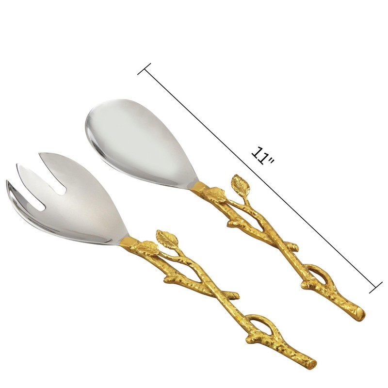 Golden Vine Salad Server Set, 11-Inch, Silver/Gold