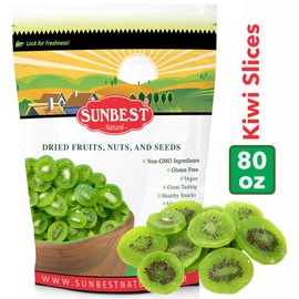 SUNBEST Dried Kiwi Slices in Resealable Bag, Kosher Certified (5 Lb)