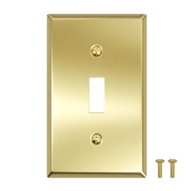 Decorator Light Switch Cover Plate, Receptacle Outlet Cover Wall Plate, 1-Gang Standard Size Metal Brass Switch Plate Covers 4.50" x 2.76" Switch Plates and Outlet Covers-1 Pack
