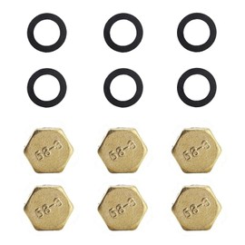 fKiZanthene 6 Pcs Blanking Cap, Radiator Blanking Plug, Gold Plumbing Caps for Pipe Capping & DIY Maintenance (2.3cm Nut, 1.9cm Inner Ring)