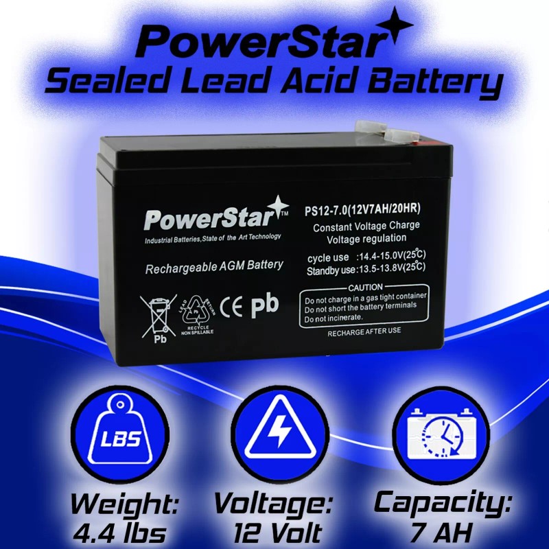 PowerStar 2 Pack - 12V 7Ah Battery RAZOR Scooter MX350