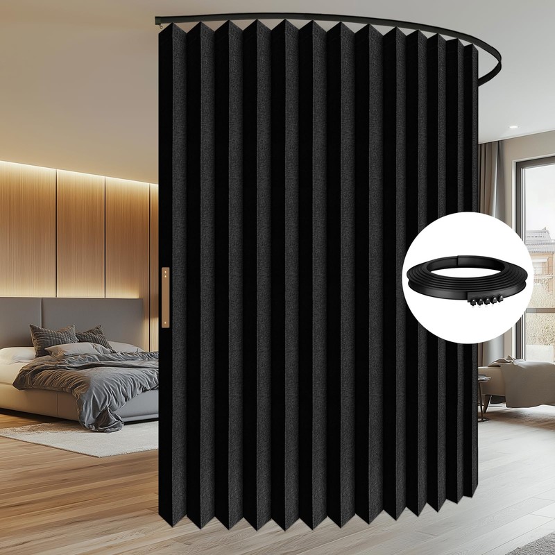 100% Blackout Accordion Room Divider Curtains - with Flexible Ceiling