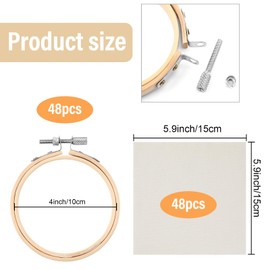 96 Pcs Christmas Embroidery Hoop Set Beige Linen Fabric