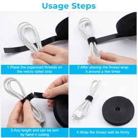 Velcro Cable Ties 5 m Velcro Reusable Velcro Cable Ties on Roll Free Cut to Size Double-Sided Velcro for Cable Management Data Cable PC Cable Pack of 3