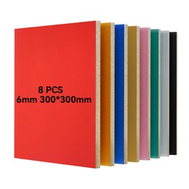 Creatorally 8 Pack Pre-Painted Colored Plywood Sheets,11.81" x 11.81" x 1/4 (6mm), 8 Colors Mixed Basswood,Ideal for Laser Cutting, Engraving, DIY Crafts, Ornaments, Models Making