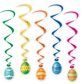 Beistle 5-Pack Easter Egg Whirls for Parties, 3-Feet 4-Inch