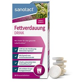 sanotact Fat Digestion Drink (20 Effervescent Tablets), Artichoke with Choline for Fat Metabolism and Liver Function, Effervescent Tablets for Quick Digestion, With Grapefruit Flavour