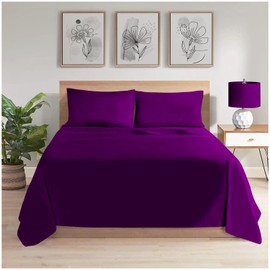 GC GAVENO CAVAILIA Easy Care Flat Sheet King Size - (265 X 275 Cm) Polycotton Bed Sheets - Super Soft & Comfortable Wrinkle Free Sheet -Berry