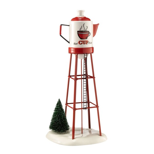 Department 56 Snow Village Red Cup Café Water Tower Accessory Figurine