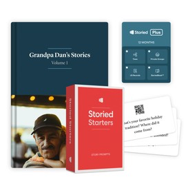 Storied Family Tree Kit, Ancestry & Family History Research with Memory Keepsake Book & Conversation Cards, Genealogy Story Telling Set, 12-Month Subscription to Storied Plus & StoriedBook™ Studios