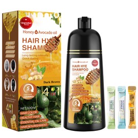 ZENITHGLO Dark Brown Hair Dye Shampoo 3 in 1 for Women & Men 100% Gray Hair Coverage - Herbal Ingredients Natural Plant Hair Color - Hair Dye in Minutes 17.6 Fl Oz