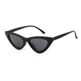Laurinny Cat Eye Sunglasses for Women Clout Goggles Funny Cute Sun Glasses for Party Raves Travel, Black Frame/Grey Lens