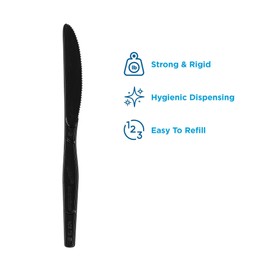 Dixie® Ultra SmartStock by GP PRO Series-O Plastic Utensil Refills, Knives, Black, 40 Knives Per Refill, Case Of 24 Refills