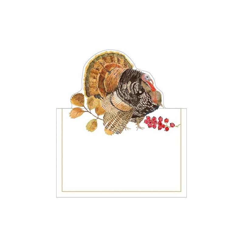 Woodland Turkey Die-Cut Place Cards in Gold Foil - 8