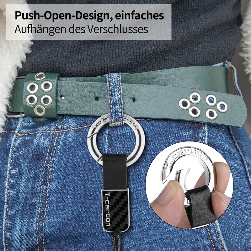 T-carbon Carbon Fibre Key Ring, Key Ring for Men and