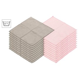 Sichler Beauty Towel: 20 Microfibre Facial Care Wipes, Pink/Grey, 30 x 30 cm (Microfiber Cloths)