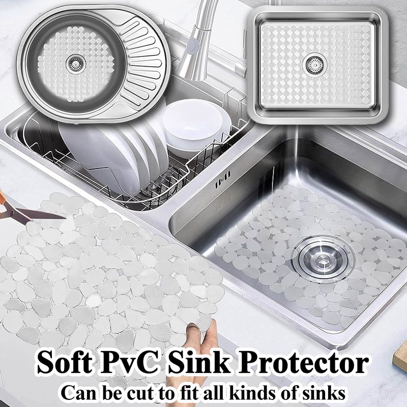 1Pcs Transparent Sink Protector Mat, Sink Protector, Non-Slip, Fast Draining